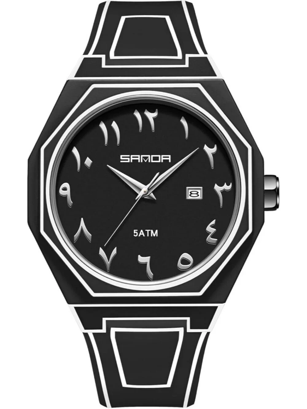 Men's Black Analog Silicone Strap Unique Anime-Inspired Arabic Dial Wrist Watch